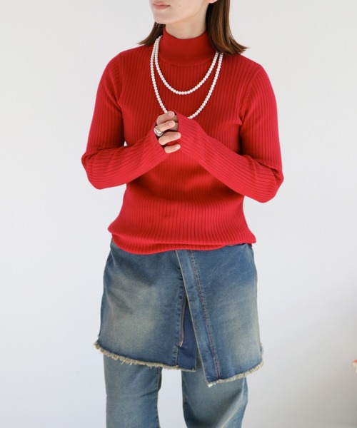 cepo（セポ）の「ボトルネックワイドリブプルオーバーニット（ニット/セーター・レディース・ブラック/グレー/レッド/オフホワイト/サックスブルー/ピンク/オレンジ/グリーン/ミント/ホワイト系その他/ブルー系その他/イエロー/グリーン系その他/レッド系その他/ブラウン/ブラウン系その他・M）」の15枚目の写真