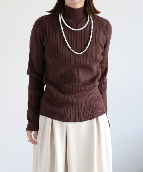 cepo（セポ）の「ボトルネックワイドリブプルオーバーニット（ニット/セーター・レディース・ブラック/グレー/レッド/オフホワイト/サックスブルー/ピンク/オレンジ/グリーン/ミント/ホワイト系その他/ブルー系その他/イエロー/グリーン系その他/レッド系その他/ブラウン/ブラウン系その他・M）」の5枚目の写真