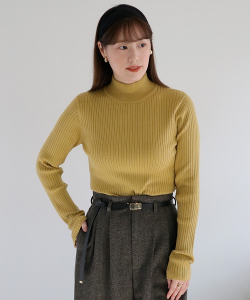 セール】ボトルネックワイドリブプルオーバーニット（ニット/セーター