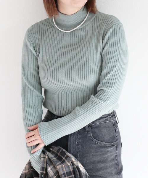 cepo（セポ）の「ボトルネックワイドリブプルオーバーニット（ニット/セーター・レディース・ブラック/グレー/レッド/オフホワイト/サックスブルー/ピンク/オレンジ/グリーン/ミント/ホワイト系その他/ブルー系その他/イエロー/グリーン系その他/レッド系その他/ブラウン/ブラウン系その他・M）」の8枚目の写真