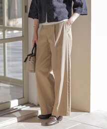 【洗える】20チノストレッチ ワイドパンツ