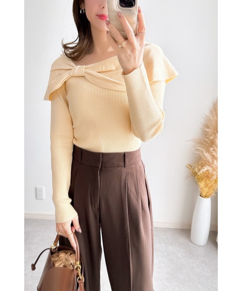 &. NOSTALGIA（アンドドットノスタルジア）の「【ZOZO限定】ショルダーリボンニット（ニット/セーター・レディース・ライトグレー/ベージュ・M）」の12枚目の写真