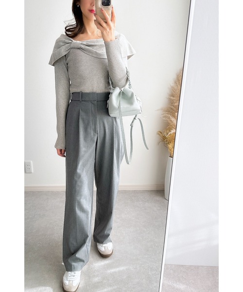 &. NOSTALGIA（アンドドットノスタルジア）の「【ZOZO限定】ショルダーリボンニット（ニット/セーター・レディース・ライトグレー/ベージュ・M）」の10枚目の写真