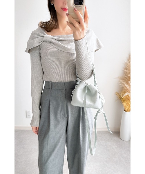 &. NOSTALGIA（アンドドットノスタルジア）の「【ZOZO限定】ショルダーリボンニット（ニット/セーター・レディース・ライトグレー/ベージュ・M）」の9枚目の写真