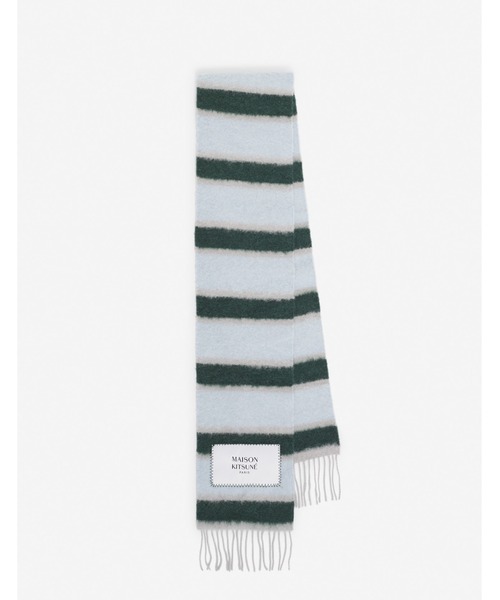 Maison Kitsune（メゾンキツネ）の「BABY ALPACA STRIPED SCARF（マフラー・メンズ・ライトブルー・U）」の2枚目の写真