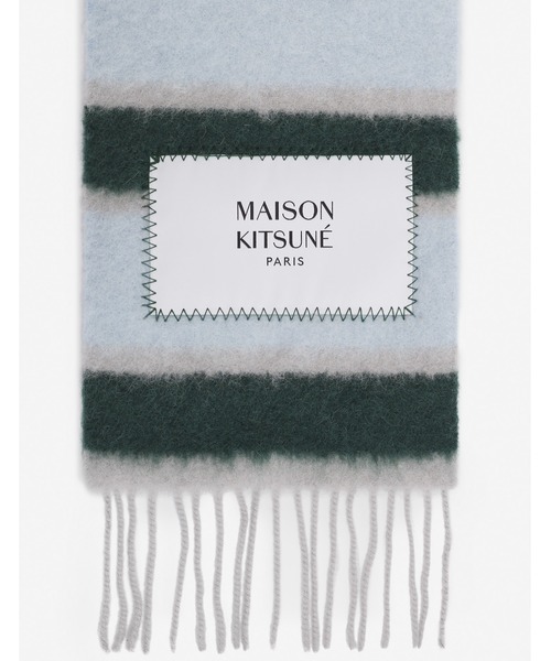 Maison Kitsune（メゾンキツネ）の「BABY ALPACA STRIPED SCARF（マフラー・メンズ・ライトブルー・U）」の3枚目の写真
