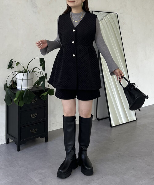 prose verse（プロズヴェール）の「キルティングベロアショートパンツ（その他パンツ・レディース・ブラック・LARGE/MEDIUM）」の9枚目の写真