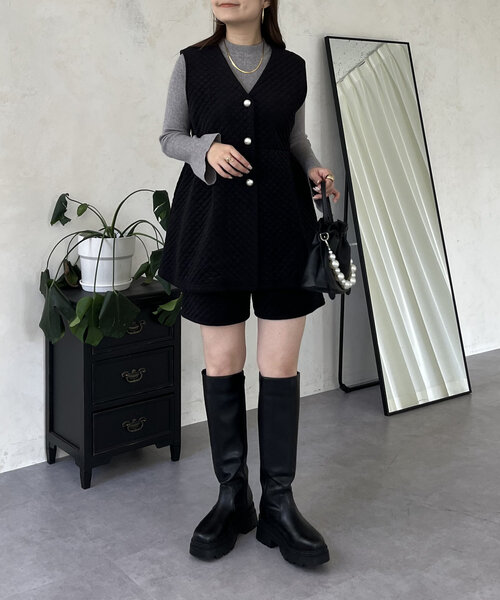 prose verse（プロズヴェール）の「キルティングベロアショートパンツ（その他パンツ・レディース・ブラック・LARGE/MEDIUM）」の8枚目の写真