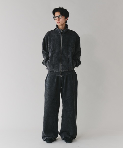 Adoon plain(アドーンプレーン)の「【セットアップ対応】TWO TUCK SWITCHING SWEAT PANTS / 2タック切り替えワイドパンツ(スウェットパンツ・メンズ・杢グレー/ブラック・MEDIUM/LARGE)」の14枚目の写真