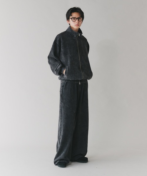 Adoon plain(アドーンプレーン)の「【セットアップ対応】TWO TUCK SWITCHING SWEAT PANTS / 2タック切り替えワイドパンツ(スウェットパンツ・メンズ・杢グレー/ブラック・MEDIUM/LARGE)」の15枚目の写真