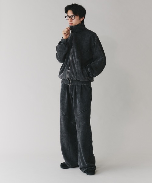 Adoon plain(アドーンプレーン)の「【セットアップ対応】TWO TUCK SWITCHING SWEAT PANTS / 2タック切り替えワイドパンツ(スウェットパンツ・メンズ・杢グレー/ブラック・MEDIUM/LARGE)」の16枚目の写真