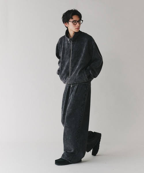 Adoon plain(アドーンプレーン)の「【セットアップ対応】TWO TUCK SWITCHING SWEAT PANTS / 2タック切り替えワイドパンツ(スウェットパンツ・メンズ・杢グレー/ブラック・MEDIUM/LARGE)」の17枚目の写真