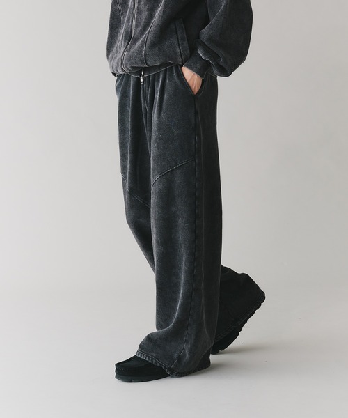 Adoon plain(アドーンプレーン)の「【セットアップ対応】TWO TUCK SWITCHING SWEAT PANTS / 2タック切り替えワイドパンツ(スウェットパンツ・メンズ・杢グレー/ブラック・MEDIUM/LARGE)」の7枚目の写真