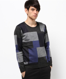 SHIPS JET BLUE | SHIPS JET BLUE(シップス ジェットブルー): Wジャガード パターンクルーネックニット(ニット/セーター)