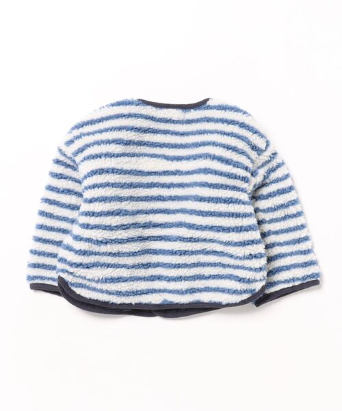 aimoha（アイモハ）の「【aimoha-KIDS-】ボーダーボアジャケット（ブルゾン・キッズ・ライトグレー/ブルー・80/90/100/110/120/130）」の3枚目の写真