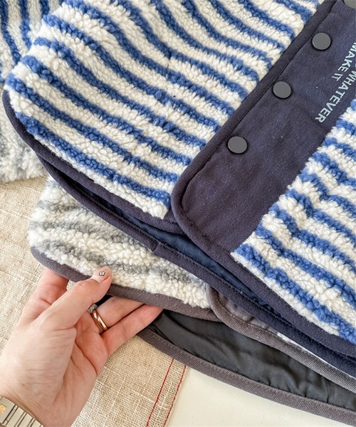 aimoha（アイモハ）の「【aimoha-KIDS-】ボーダーボアジャケット（ブルゾン・キッズ・ライトグレー/ブルー・80/90/100/110/120/130）」の5枚目の写真