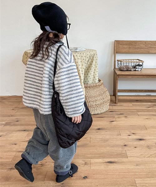 aimoha（アイモハ）の「【aimoha-KIDS-】ボーダーボアジャケット（ブルゾン・キッズ・ライトグレー/ブルー・80/90/100/110/120/130）」の18枚目の写真