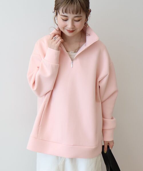archivioアルチビオ　ハーフジップトレーナー　サイズＬ　ホワイト/ピンク Champion】 チャンピオン M RW HALF ZIP SWEATSHIRT ハーフ