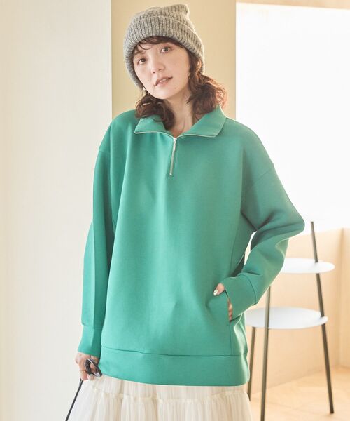 セール】ポケット付きハーフジップポンチプルオーバー