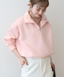 WAAC ピンク ハーフジップ トレーナー WOMENS ハーフジッププルオーバー ライトピンク/072342065