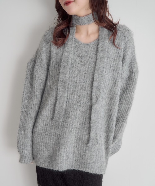 チョーカーセットVネックニット（ニット/セーター）｜mellowneon（メロウネオン） 6,792円