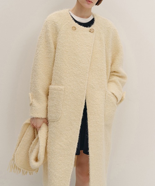 マフラー付き ノーカラー ウールロングコート FD24W440【Fano Studios