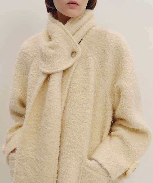 マフラー付き ノーカラー ウールロングコート FD24W440【Fano Studios