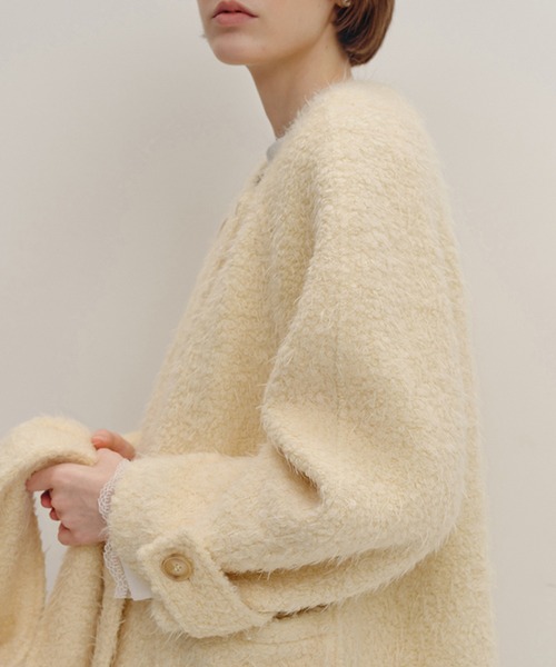 ロンドントラディション　ウール　ノーカラーコート　マフラー付き ロンドントラディション ウール ノーカラーコート マフラー付き