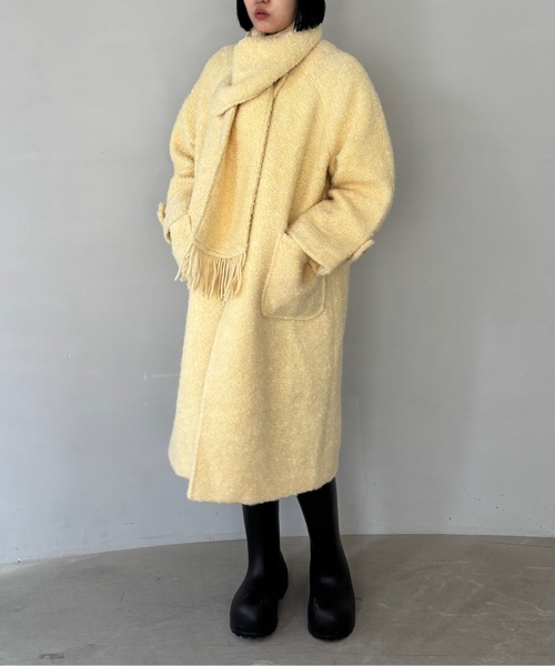 マフラー付き ノーカラー ウールロングコート FD24W440【Fano Studios