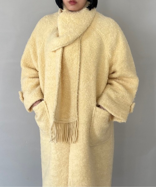 FANO studios ウール　コート マフラー付き ノーカラー ウールロングコート FD24W440【Fano Studios