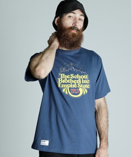 Schott(ショット)の「Schott/ショット/T-SHIRT EMPIRE STATE/Tシャツ エンパイアステイト(Tシャツ/カットソー・メンズ・ネイビー/ブラック/オリーブ・M/L/XL/2XL)」の3枚目の写真