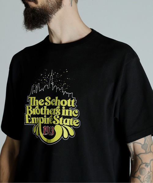 Schott(ショット)の「Schott/ショット/T-SHIRT EMPIRE STATE/Tシャツ エンパイアステイト(Tシャツ/カットソー・メンズ・ネイビー/ブラック/オリーブ・M/L/XL/2XL)」の6枚目の写真