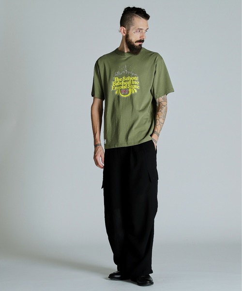 Schott(ショット)の「Schott/ショット/T-SHIRT EMPIRE STATE/Tシャツ エンパイアステイト(Tシャツ/カットソー・メンズ・ネイビー/ブラック/オリーブ・M/L/XL/2XL)」の10枚目の写真