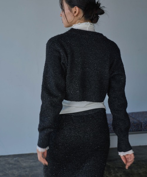 marjour（マージュール）の「LAME KNIT CARDIGAN（カーディガン/ボレロ・レディース・ブラック/シルバー・MEDIUM）」の13枚目の写真