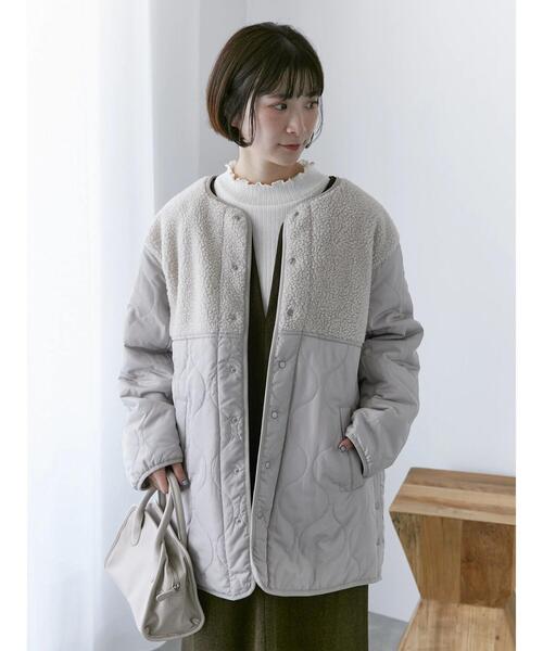 Samansa Mos2 blue（サマンサモスモスブルー）の「ボアキルトコンビリバーシブルコート（ブルゾン・レディース・グレー/キナリ/ブラック・F）」の7枚目の写真