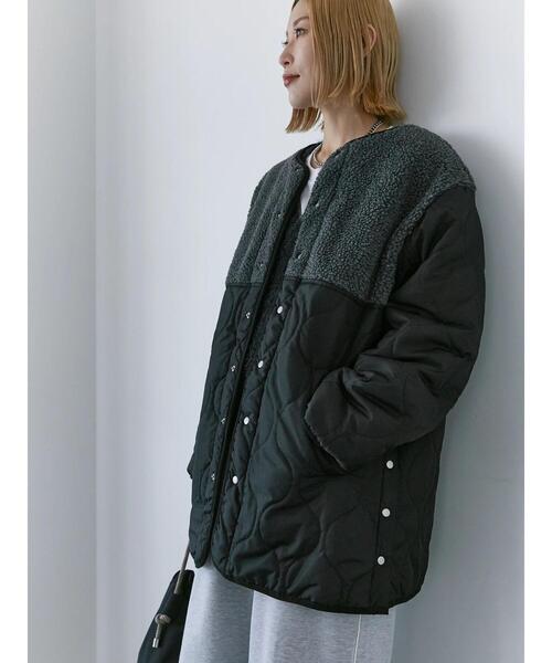 Samansa Mos2 blue（サマンサモスモスブルー）の「ボアキルトコンビリバーシブルコート（ブルゾン・レディース・グレー/キナリ/ブラック・F）」の14枚目の写真