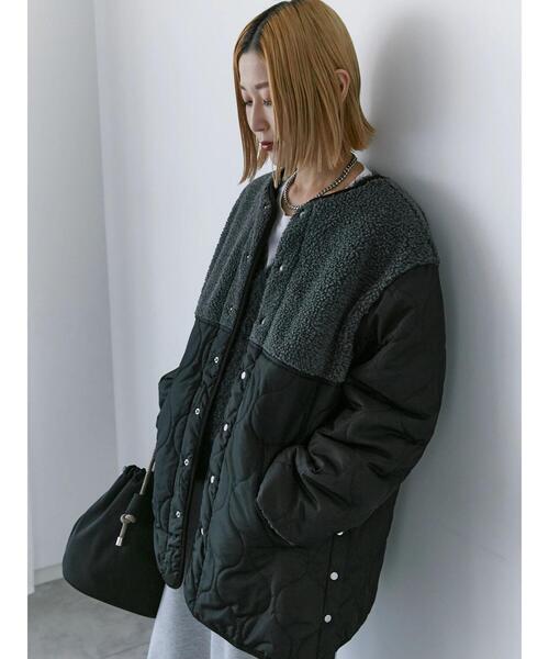 Samansa Mos2 blue（サマンサモスモスブルー）の「ボアキルトコンビリバーシブルコート（ブルゾン・レディース・グレー/キナリ/ブラック・F）」の15枚目の写真