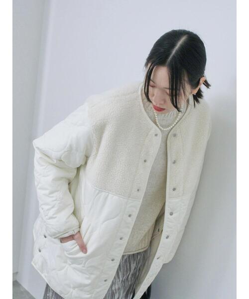 Samansa Mos2 blue（サマンサモスモスブルー）の「ボアキルトコンビリバーシブルコート（ブルゾン・レディース・グレー/キナリ/ブラック・F）」の21枚目の写真