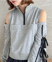 clear | 袖リボンオープンショルダー裏毛スウェットトップス ≪再入荷≫(スウェット)