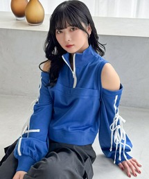 clear | 袖リボンオープンショルダー裏毛スウェットトップス ≪2025SS新作≫(Tシャツ/カットソー)