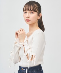 スリットスリーブリボンリブニット
