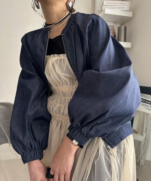 デニムZIPブルゾン（Tシャツ/カットソー）｜deux amour（ドゥーザムール）