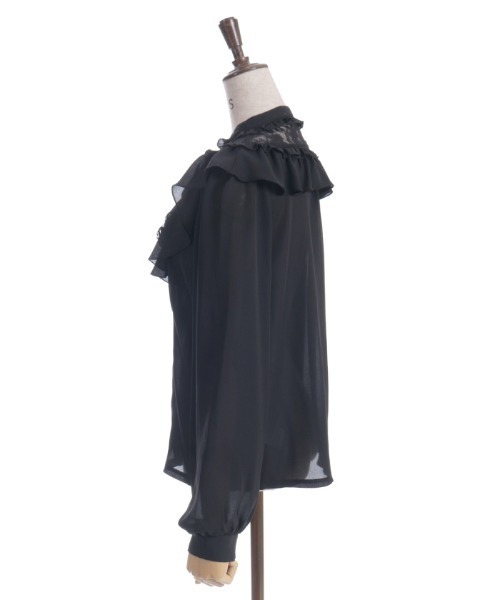 axes femme（アクシーズファム）の「ジャボブローチ付きフリルブラウス（シャツ/ブラウス・レディース・ブラック/ピンク/キナリ・MEDIUM/LARGE）」の12枚目の写真