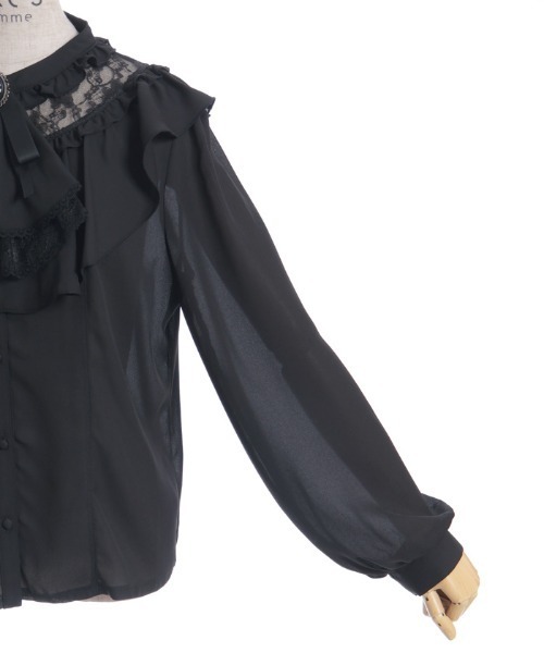 axes femme（アクシーズファム）の「ジャボブローチ付きフリルブラウス（シャツ/ブラウス・レディース・ブラック/ピンク/キナリ・MEDIUM/LARGE）」の19枚目の写真