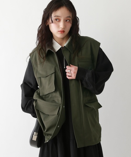 RAGEBLUE（レイジブルー）の「ウエストドローコード/BIGミリタリーベスト（ベスト・レディース・オリーブ/ブラック・FREE）」の13枚目の写真