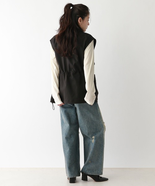 RAGEBLUE（レイジブルー）の「ウエストドローコード/BIGミリタリーベスト（ベスト・レディース・オリーブ/ブラック・FREE）」の4枚目の写真