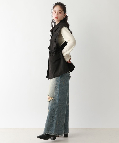 RAGEBLUE（レイジブルー）の「ウエストドローコード/BIGミリタリーベスト（ベスト・レディース・オリーブ/ブラック・FREE）」の6枚目の写真