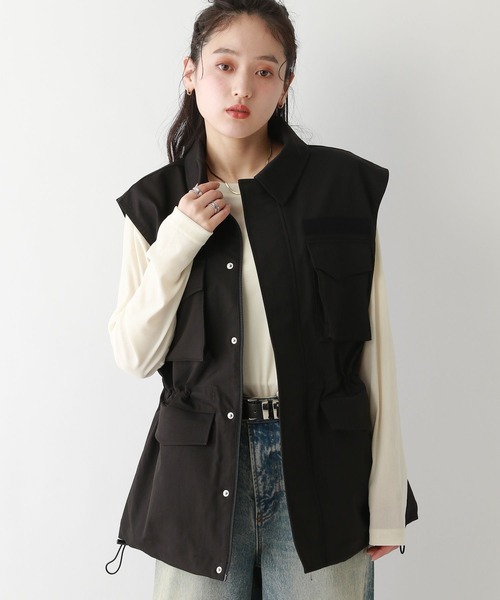 RAGEBLUE（レイジブルー）の「ウエストドローコード/BIGミリタリーベスト（ベスト・レディース・オリーブ/ブラック・FREE）」の7枚目の写真