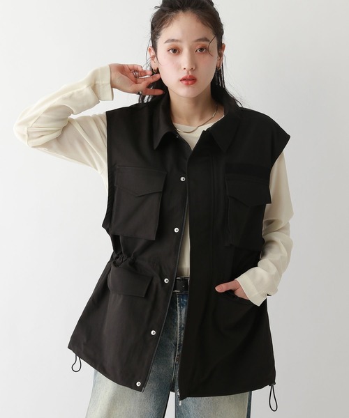 RAGEBLUE（レイジブルー）の「ウエストドローコード/BIGミリタリーベスト（ベスト・レディース・オリーブ/ブラック・FREE）」の8枚目の写真