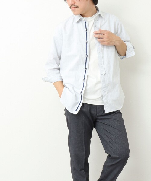 NOLLEY’S（ノーリーズ）の「綿麻パラシュートボタン 7分袖シャツ 25SS（シャツ/ブラウス・メンズ・オフホワイト/サックスブルー/ネイビー/サーモンピンク・S/M/L/XL）」の5枚目の写真